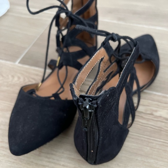 Mossimo Black Suede Lace Up zippered flats 36 - Picture 3 of 5